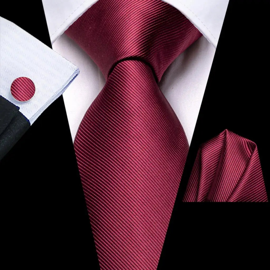 Hi-Tie Men's Silk Necktie Handkerchief & Cufflinks Set