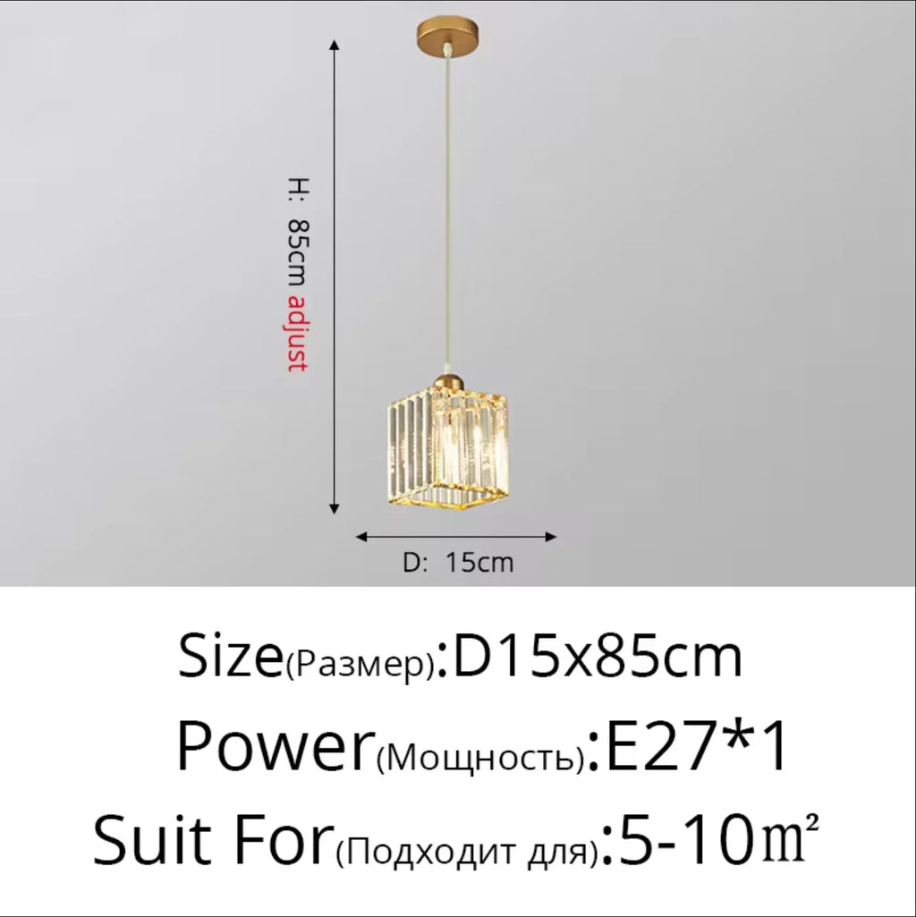 Modern K9 Crystal Pendant Light E27 LED Chandelier Indoor Crystal Pendant Chandelier Qme square golden