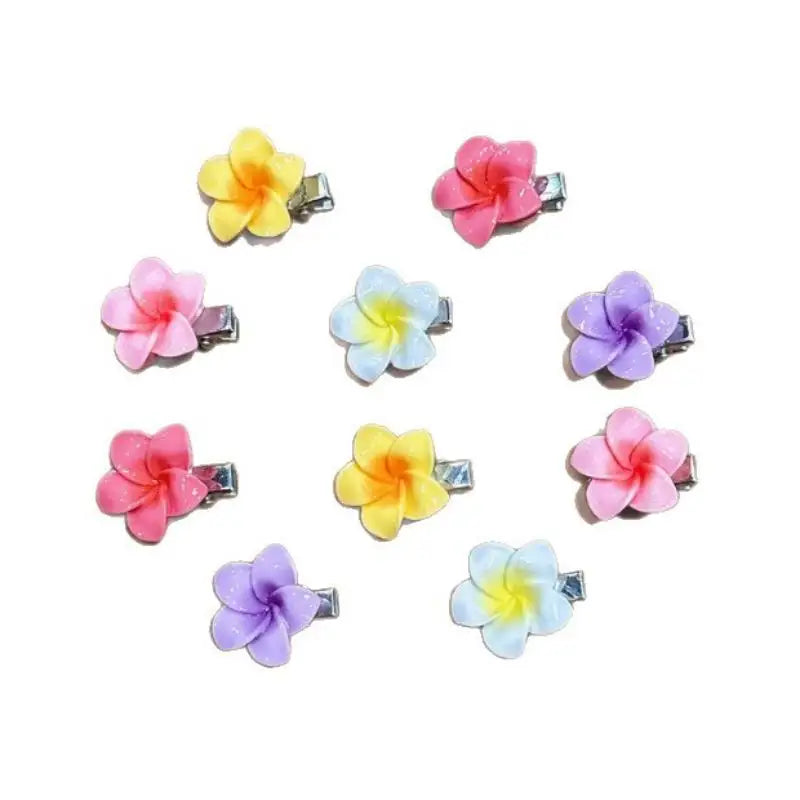 10-Piece Colorful Mini Flower Hair Clips & Hairpins Set Flower Hair Clips Qst 10pcs