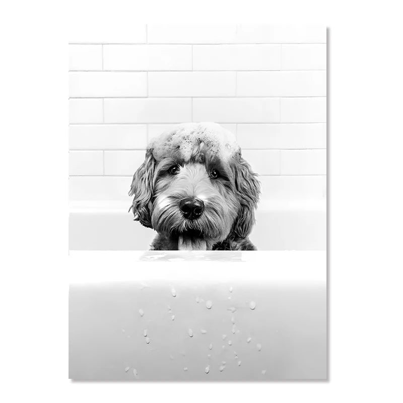 Nordic Animal Canvas Wall Art – Black & White Bathroom Poster Canvas Wall Art Qst 19 40x60cm Unframed