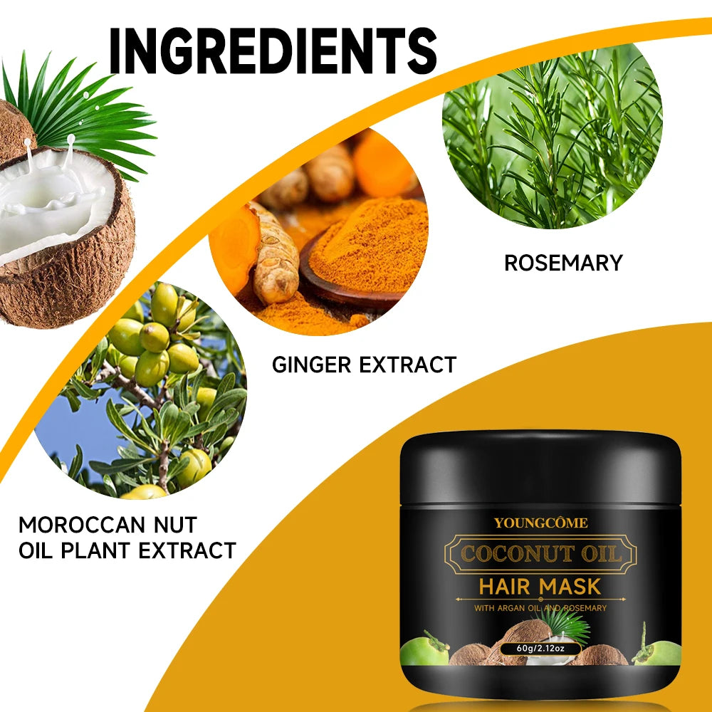 YOUNGCOME Coconut Oil Hair Mask – Rosemary & Ginger, All Types Coconut Oil Hair Mask Qst