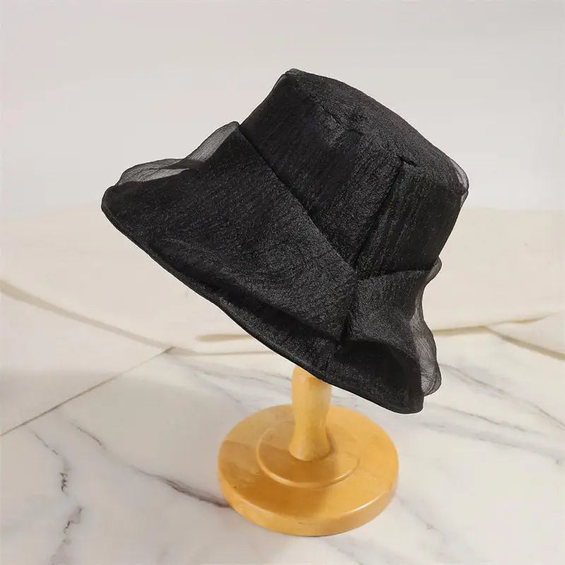 Women's Organza Fisherman Sun Hat – Stylish Summer Outdoor Hat Sun Hat Qst one size B