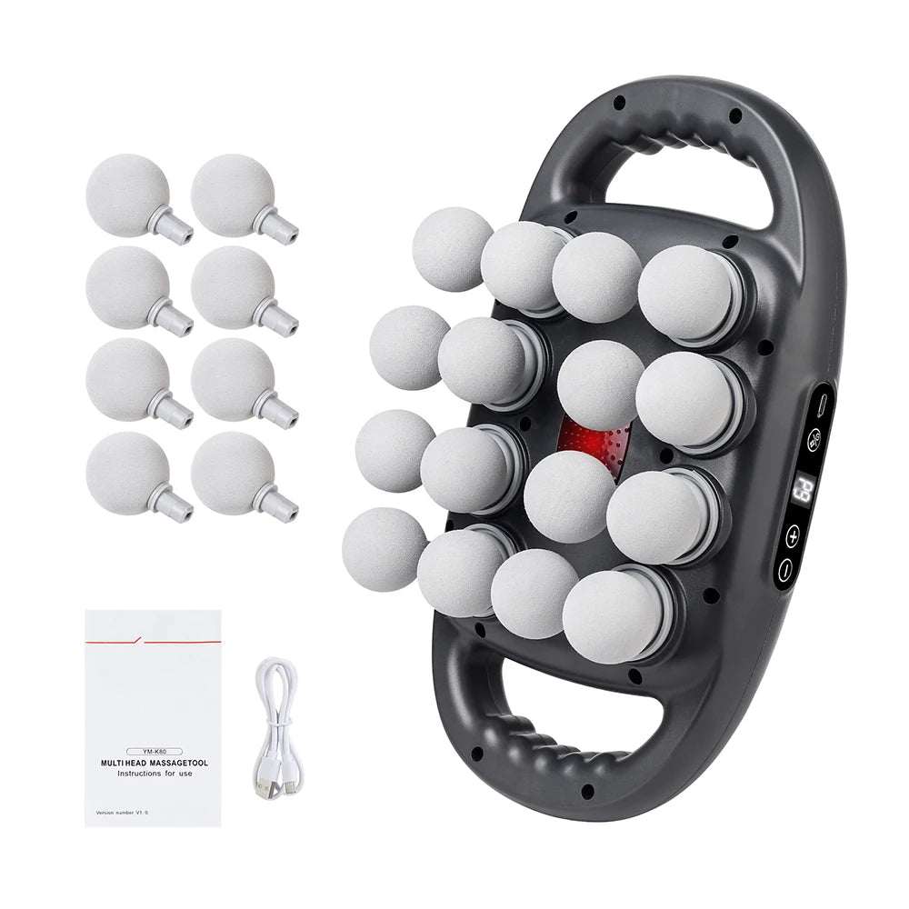 16-Head Percussion Massage Gun – Full Body Fascia Massager Percussion Massage Gun Qst Grey