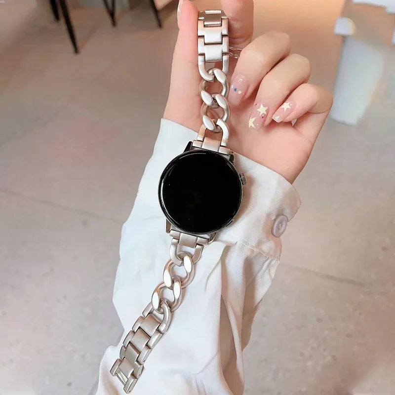 Metal Chain Bracelet for Samsung Galaxy Watch 4 5 6 & Huawei Smartwatch Band Qme