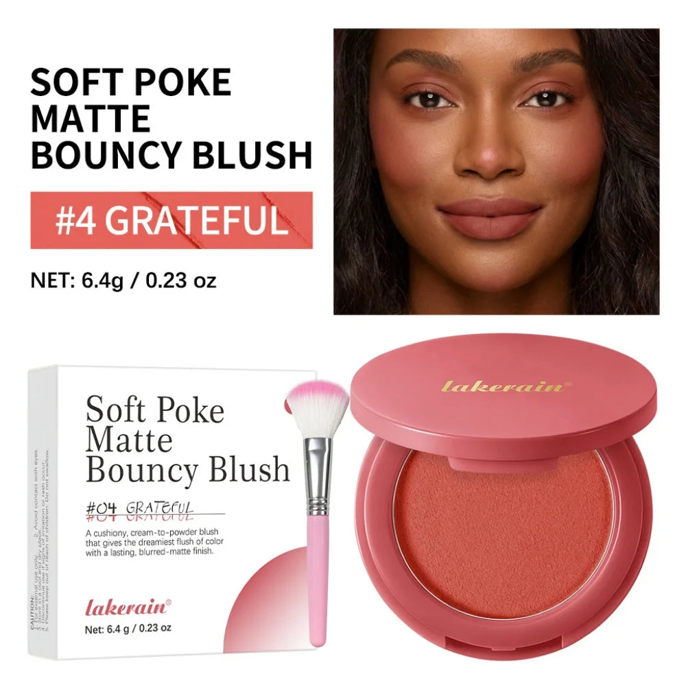 Bouncy Matte Cream Blush with Brush – Buildable Soft Focus Cream Blush Qst 04