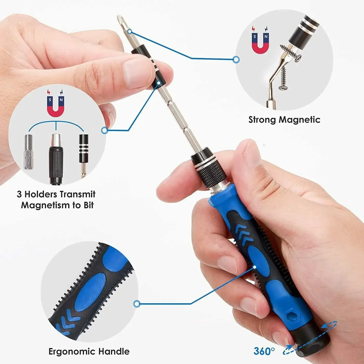 142-Piece Precision Screwdriver Set with 120 Magnetic Bits Precision Screwdriver Set Qme