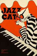 Vintage Jazz Black Cat Canvas Wall Art – Retro Music Poster Canvas Wall Art Qst 1 20X30cm No Framed