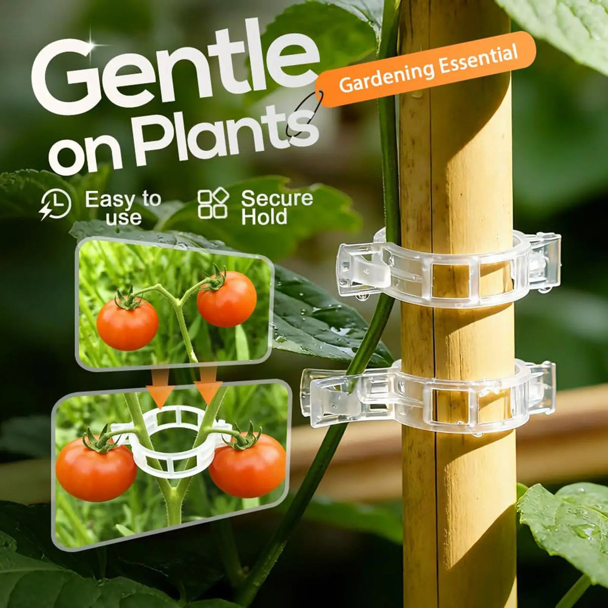 Tomato Plant Clips 100-Pack – Vine & Stem Support Clamps Plant Support Clips Qme