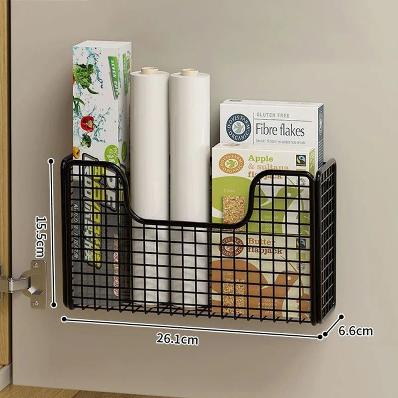 No-Drill Cabinet Door Storage Rack | Wall-Mounted Organizer Cabinet Door Rack Qme Black