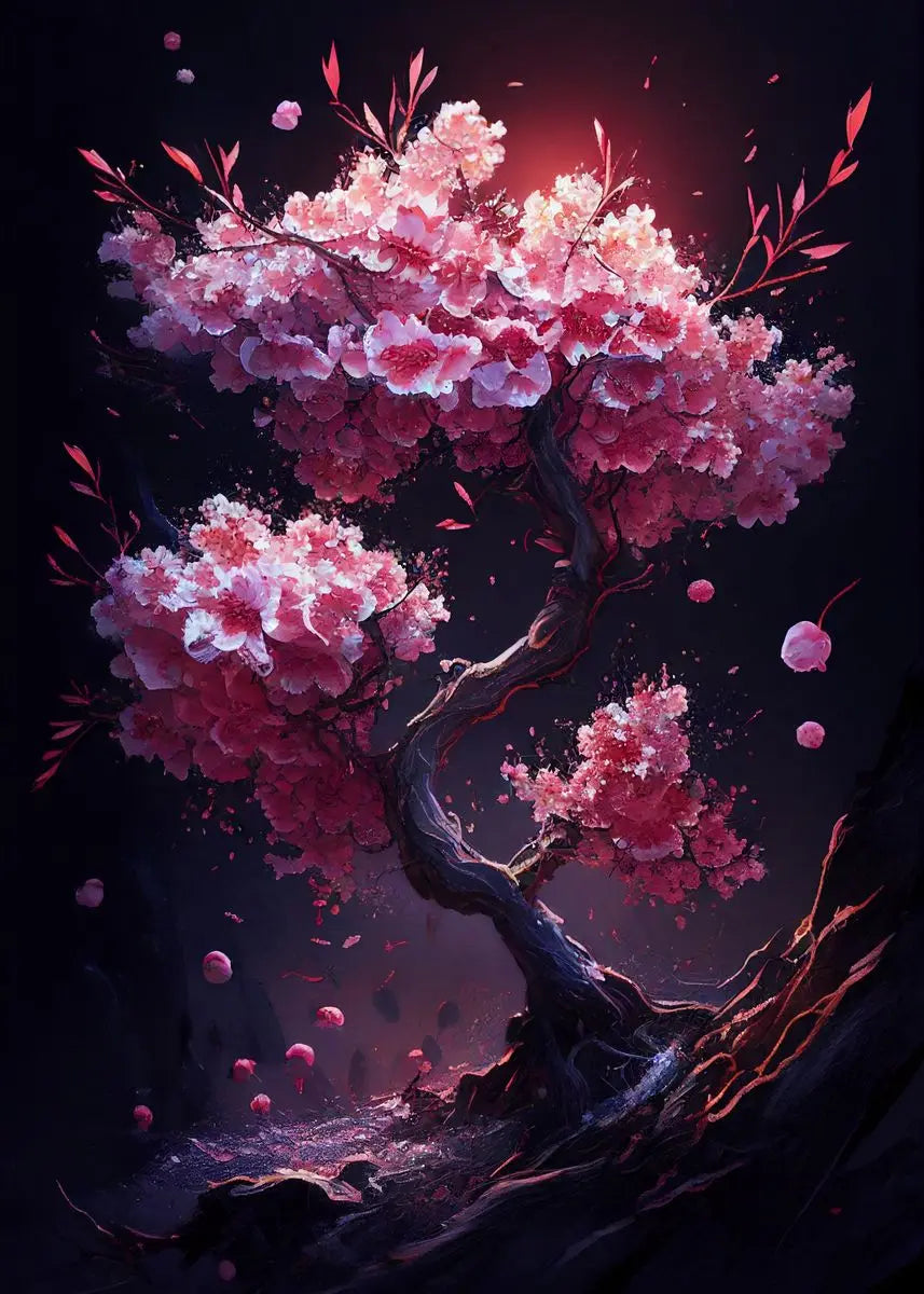 Japanese Sakura Cherry Blossom Canvas Wall Art – Pink Watercolor Canvas Wall Art Qst E 20X30cm No Framed