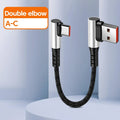 6A 90° Elbow USB-C Fast Charging Cable | Braided Short Cord USB-C Charging Cable Qme double elbow A-C 0.5m
