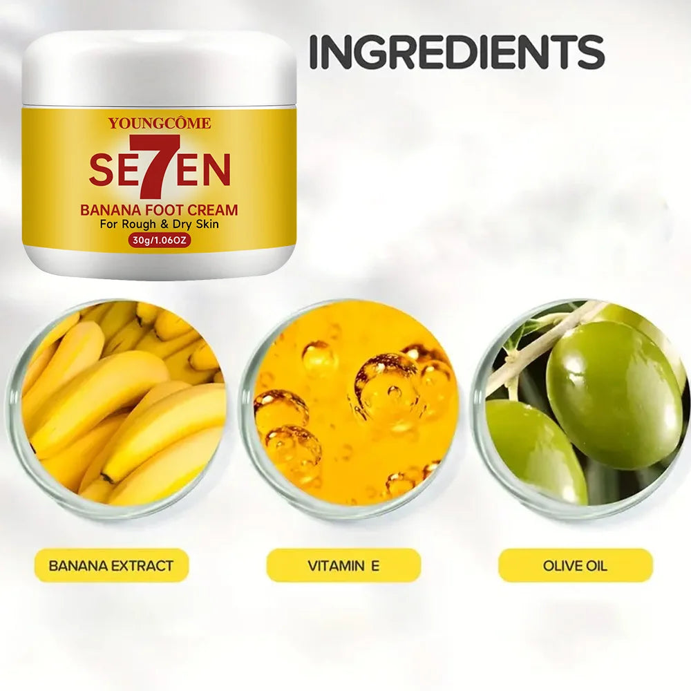 YOUNGCOME Banana Oil Foot Cream – Heel & Hand Moisturizer Foot Cream Qst