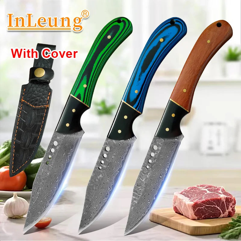 Damascus Steel Chef Knife – 10" Wood Handle, Razor-Sharp Blade Damascus Chef Knife Qst