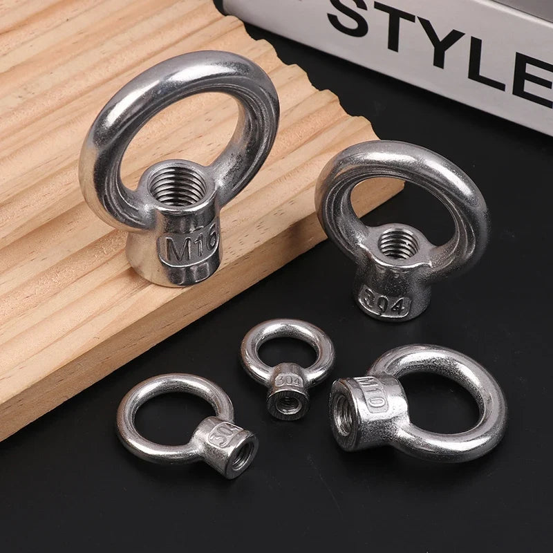 304 Stainless Steel Eye Nuts M6–M16 Japanese Lifting Rings Lifting Eye Nuts Qme