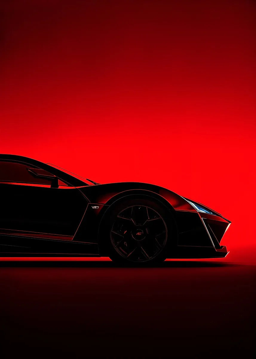 Black Red Sports Car Silhouette Canvas Wall Art Print Canvas Wall Art Qst by-1 40x50cm Unframed