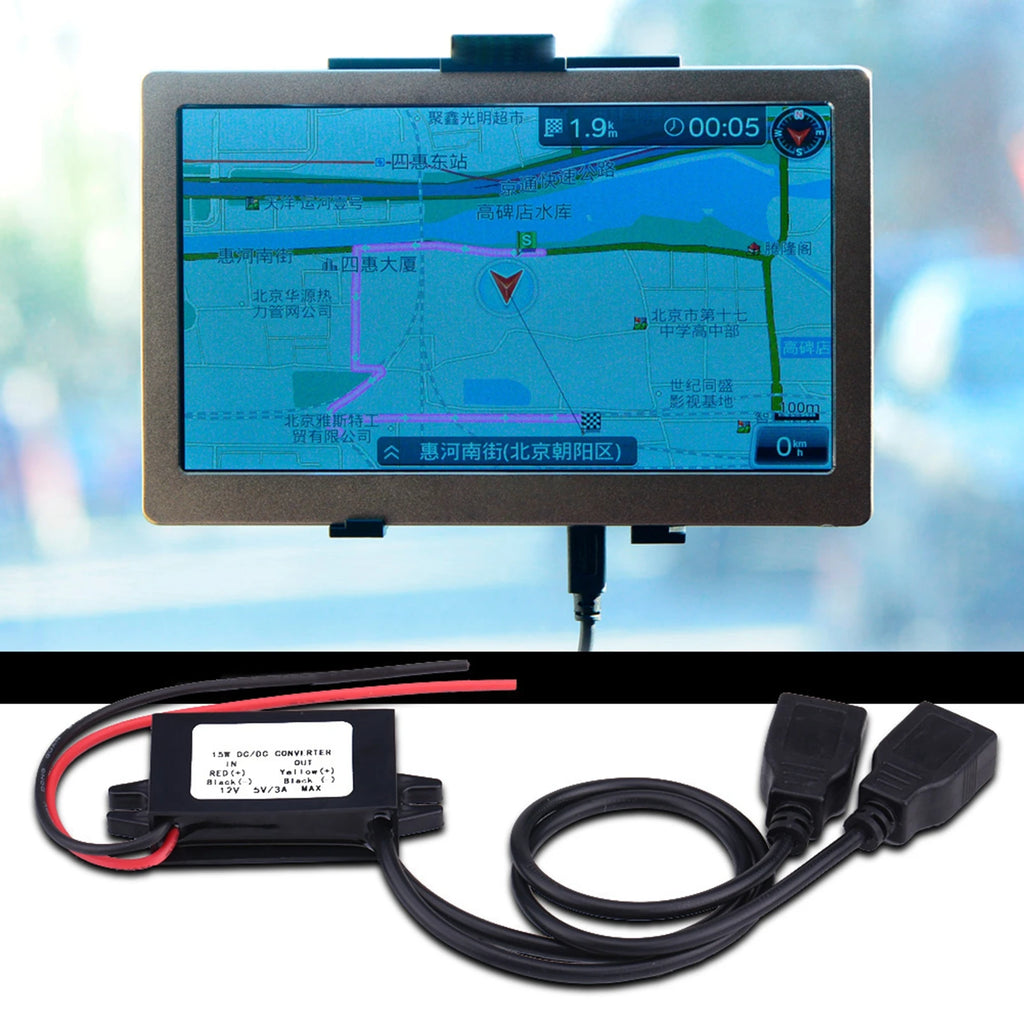 3A 12V to 5V Dual USB Converter Module – Car & Motorcycle USB Car Charger Qst Default Title