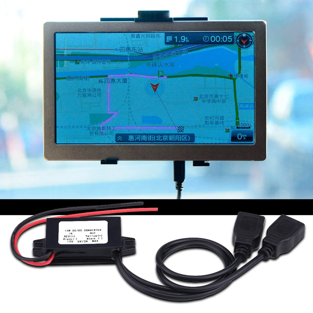 3A 12V to 5V Dual USB Converter Module – Car & Motorcycle USB Car Charger Qst Default Title