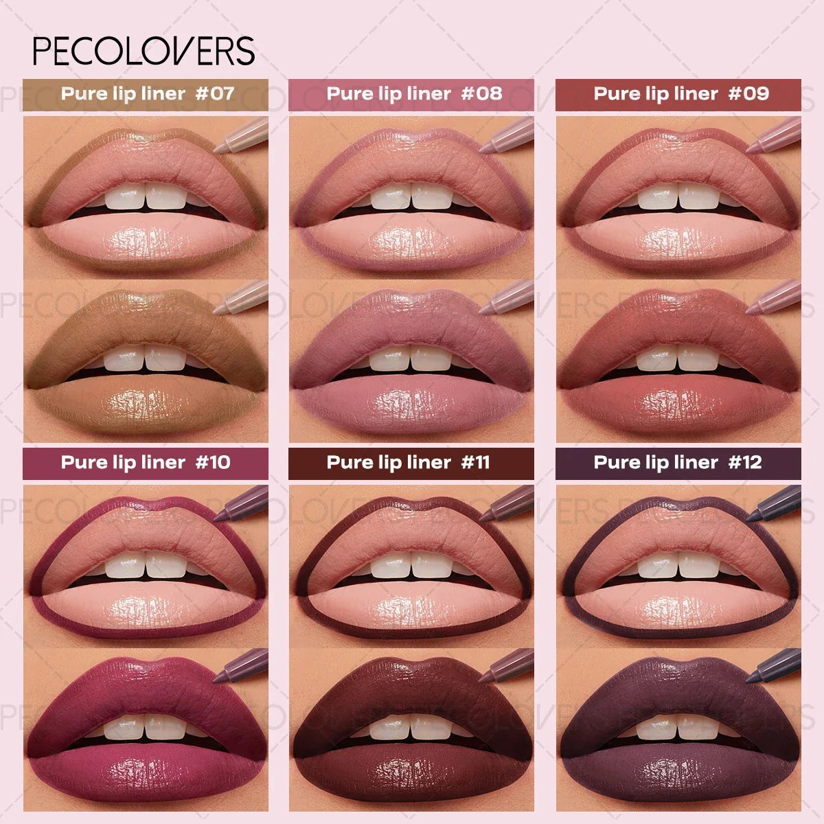 Qme Matte Lip Liner Pen – Waterproof & Long-Lasting, 6 Shades Matte Lip Liner Pen Qme