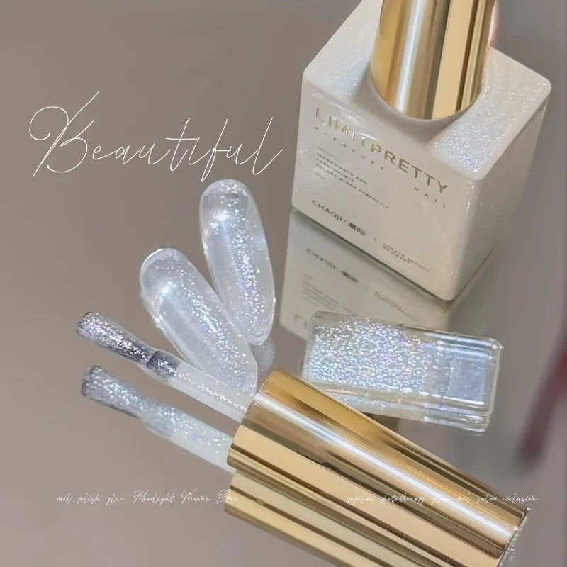Diamond White Glitter Gel Nail Polish – Fine Shimmer Sparkle Glitter Gel Nail Polish Qme