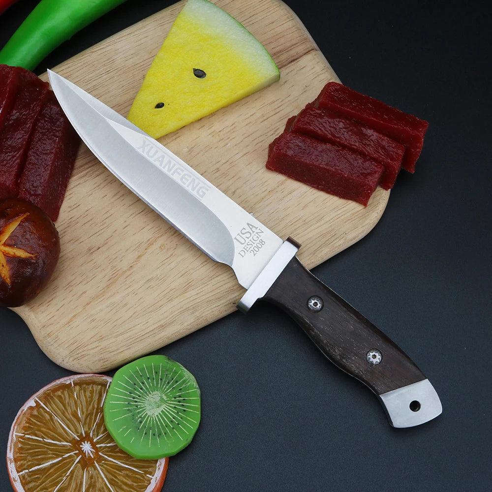 XUANFENG 9Cr18 Steel Chef Knife – Wood Handle Kitchen Cleaver Kitchen Chef Knife Qst