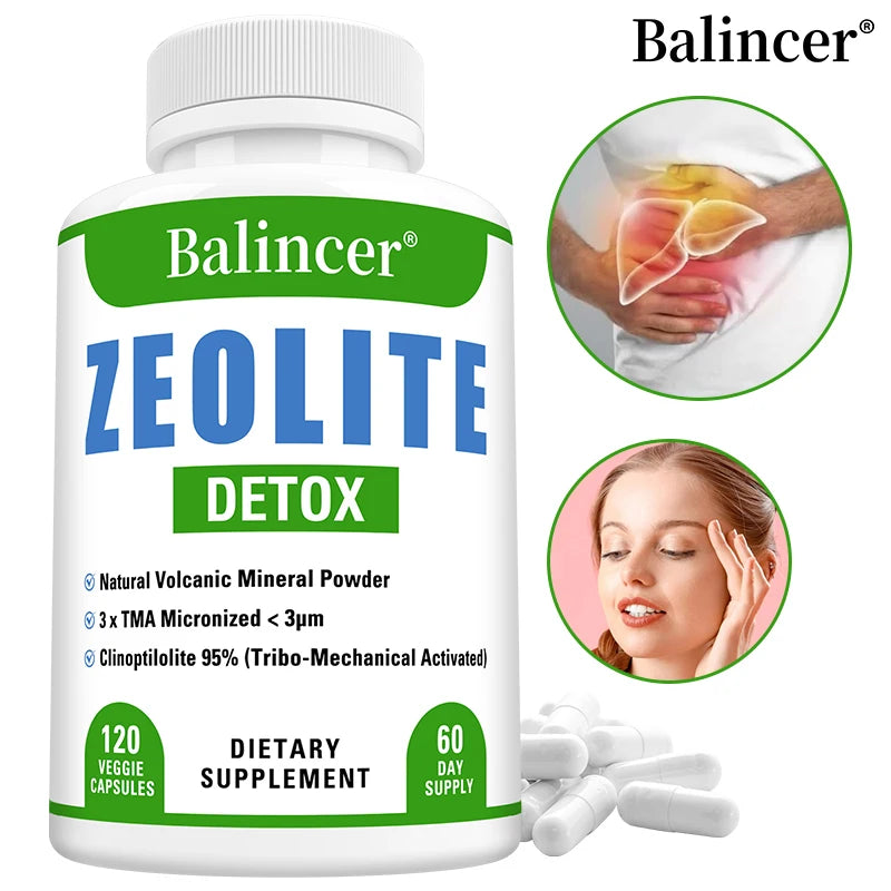 Zeolite Detox Capsules with Fulvic Acid & Milk Thistle | Balincer Detox Supplement Qst