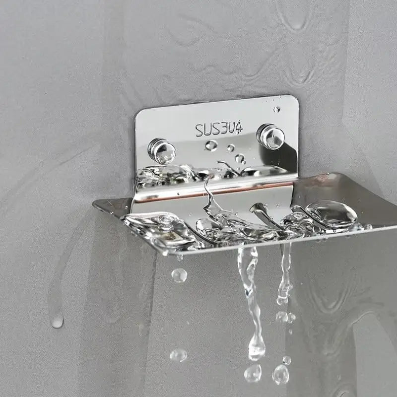 Wall-Mounted Soap Dish Tray | 304 Stainless Steel Drain Holder Soap Dish Holder Qme