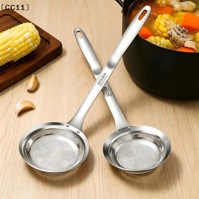 316 Stainless Steel Fine Mesh Fat Skimmer Spoon | Grease Mesh Skimmer Spoon Qme