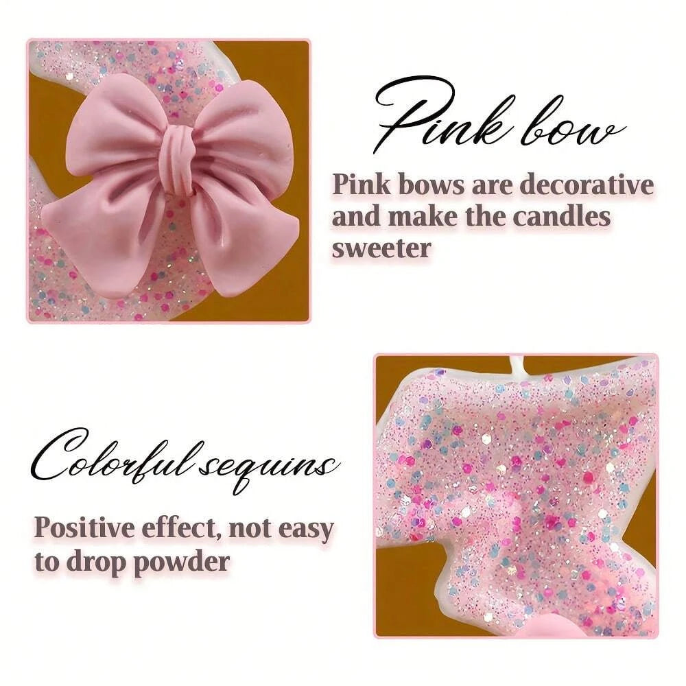 Pink Bow Sequin Number Birthday Candles 0-9 – Any Age Birthday Number Candles Qst