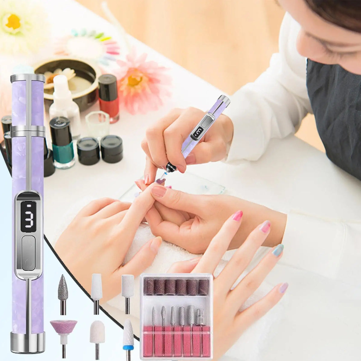 Rechargeable Electric Nail Drill – 3-Speed Fingernail File Electric Nail Drill Qme