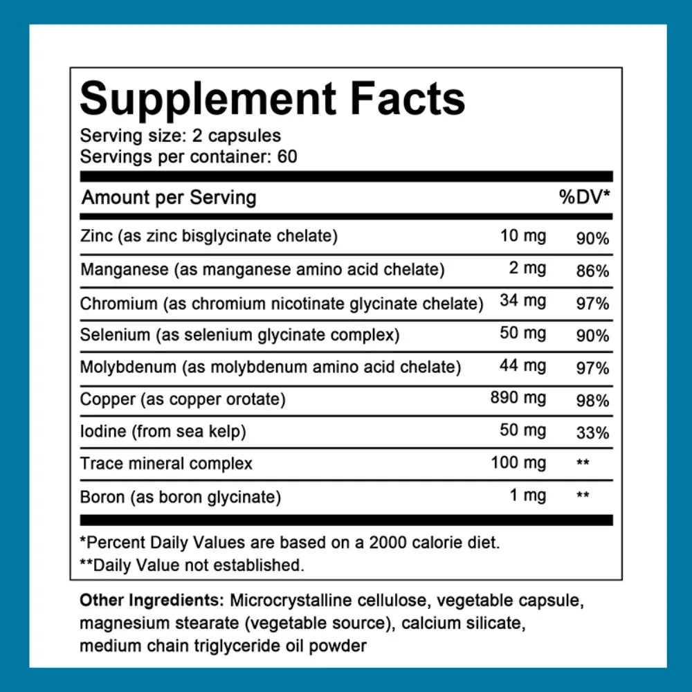 Kenofor Trace Minerals Complex – Zinc Copper Iodine Capsules Mineral Supplement Qst