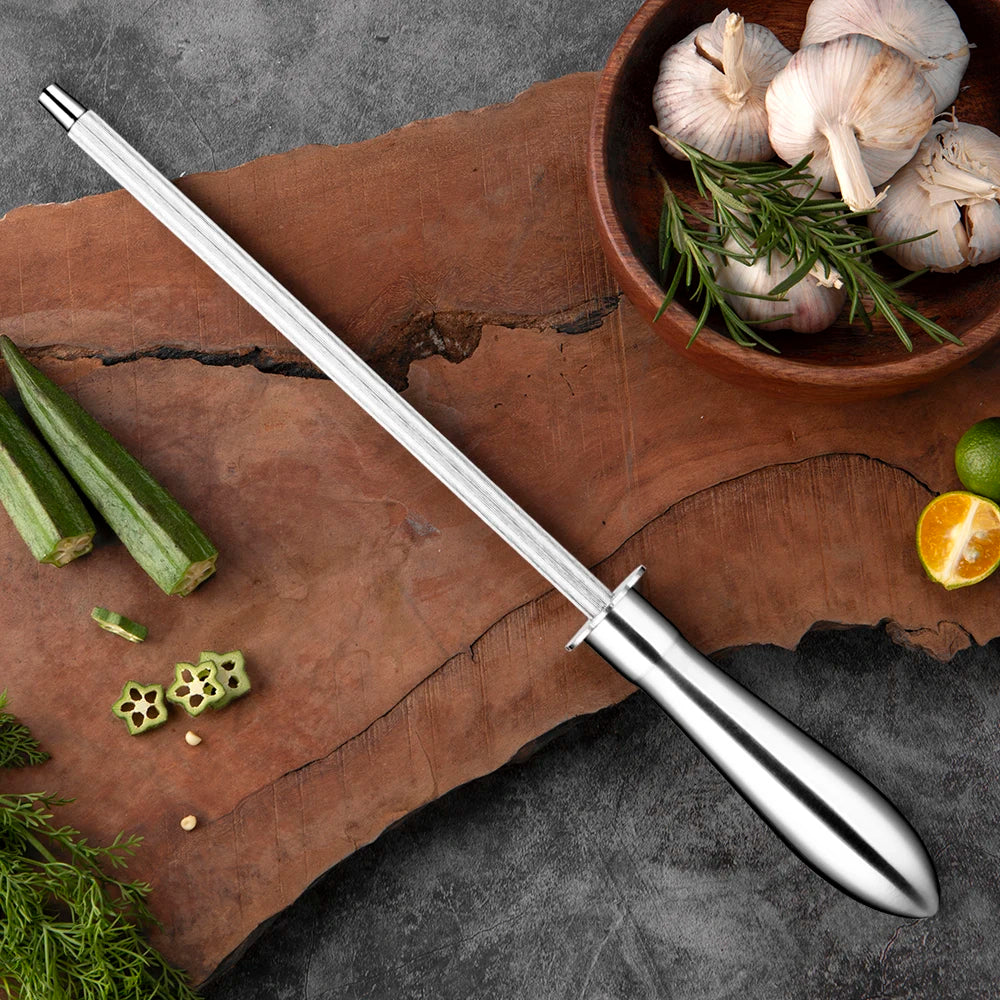 XITUO 12" Diamond Carbon Steel Knife Sharpener Rod | Pro Chef Knife Sharpener Rod Qst