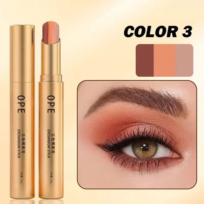 OPE Triple Eyeshadow Stick – 3 Gradient Shades, Matte & Shimmer Eyeshadow Stick Qme E3-01-03