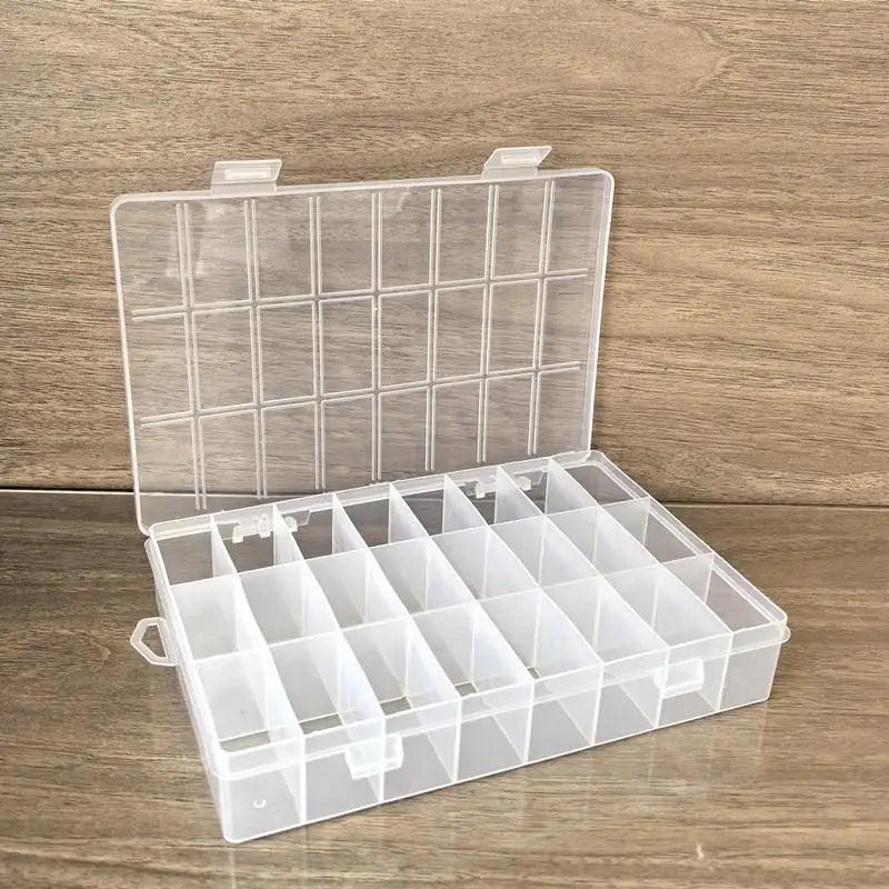 24-Grid Bead & Screw Organizer Storage Case | Wood & PP Compartment Storage Case Qme A