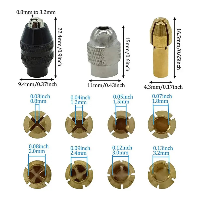 Brass Quick-Change Drill Chuck Collet for Dremel – #4485 Replacement Rotary Tool Collet Qme