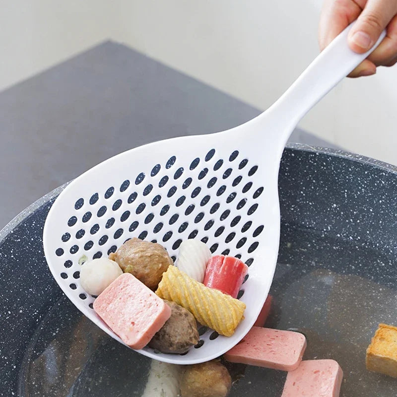 Slotted Pasta Spoon Strainer Scoop Skimmer Set with Handle Slotted Spoon Set Qme