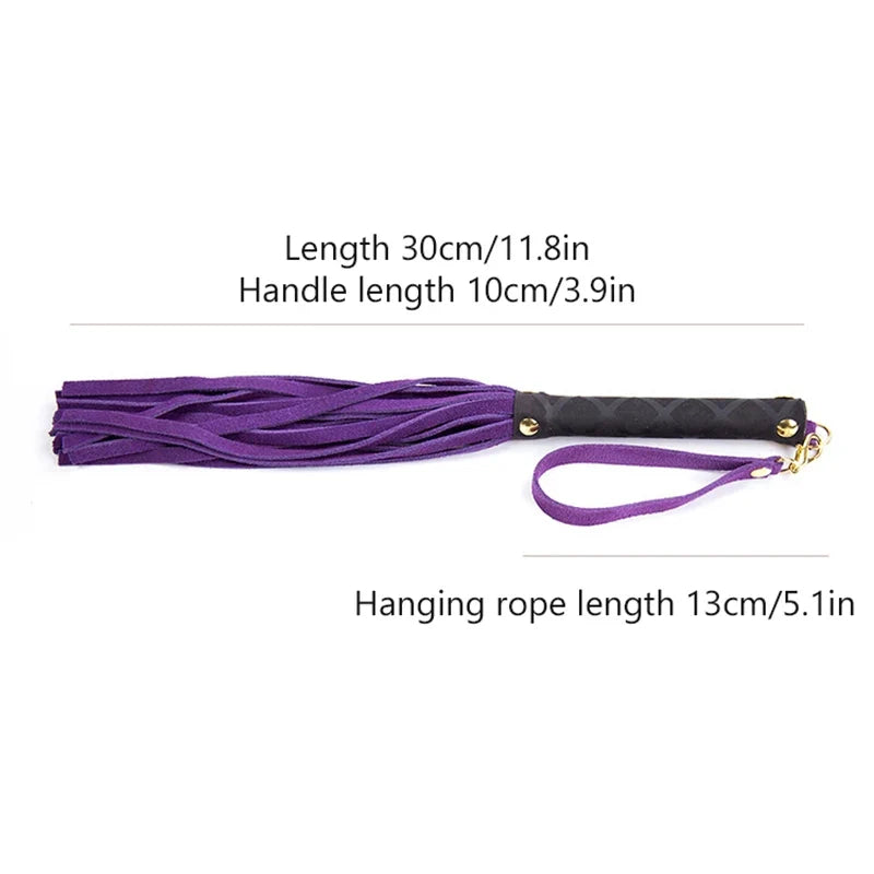 PU Leather Riding Crop & Flogger with Wrist Cuffs – 4 Colors Costume Accessory Qme