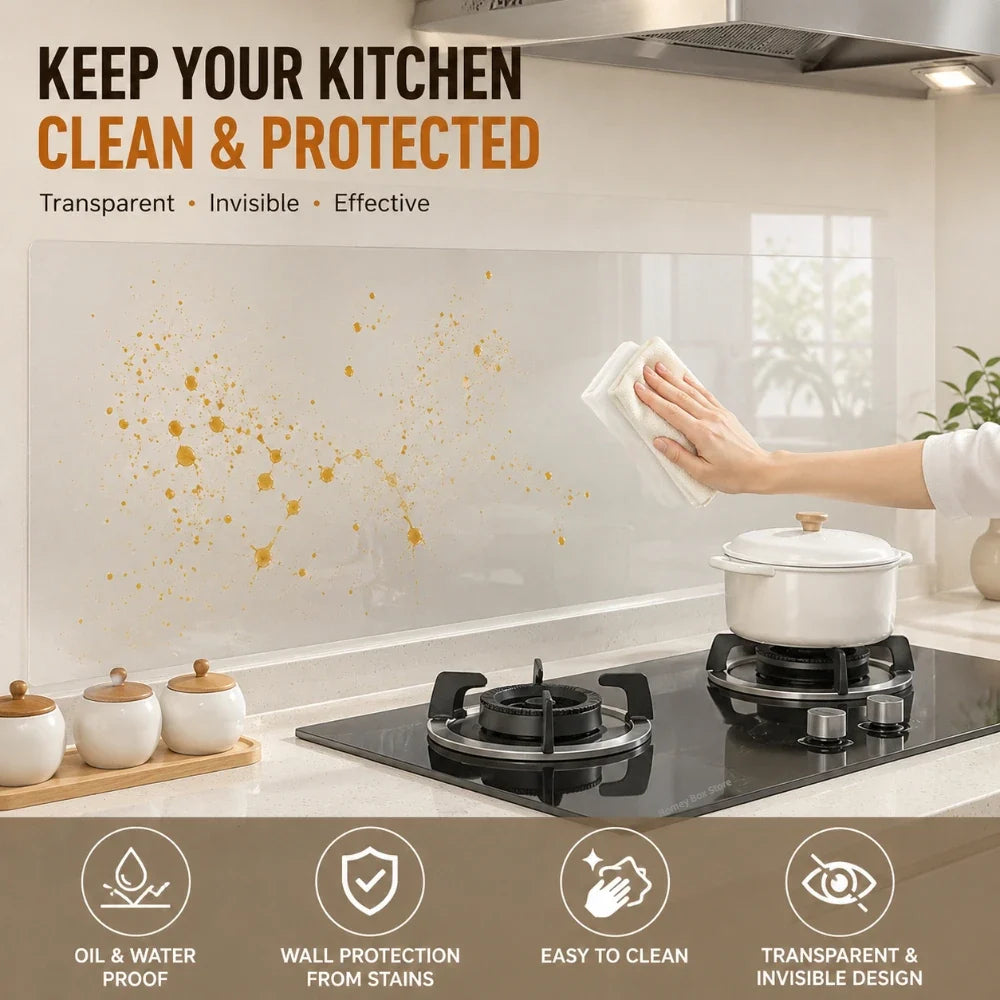 Transparent Electrostatic Kitchen Oil Splatter Guard Film Kitchen Splatter Guard Qme 1PCS 45cmX1m