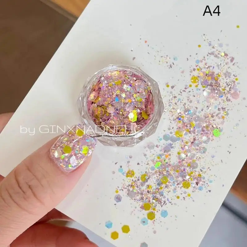 3D Nail Art Charms Box – Heart Star Colorful Glitter Decorations Nail Art Charms Qst A4
