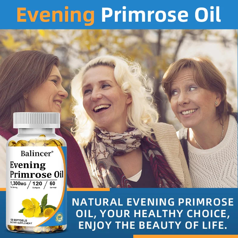 Evening Primrose Oil Capsules 1300mg – Skin, Hair & Wellness Herbal Oil Capsules Qst