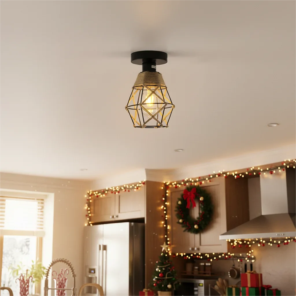 E27 Iron Cage Ceiling Light – Vintage Indoor Fixture Ceiling Light Fixture Qme