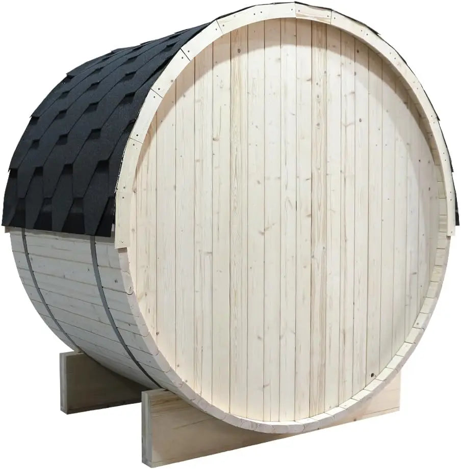 Outdoor Barrel Sauna 2-Person Spruce Wood & 4.5KW Harvia Heater Outdoor Barrel Sauna Qst