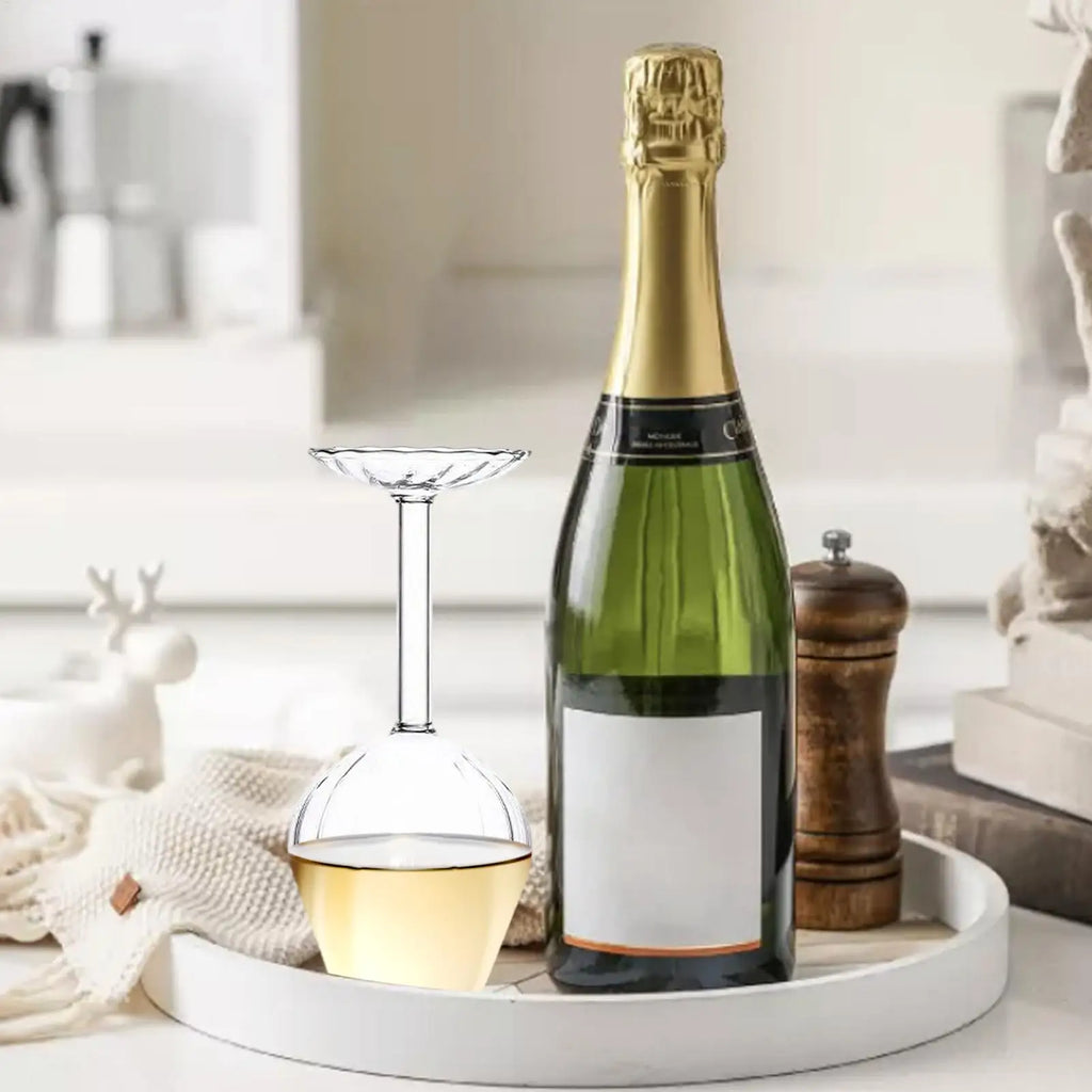 Inverted Stemmed Wine Glasses – Creative Upside Down Drinkware Novelty Wine Glass Qme