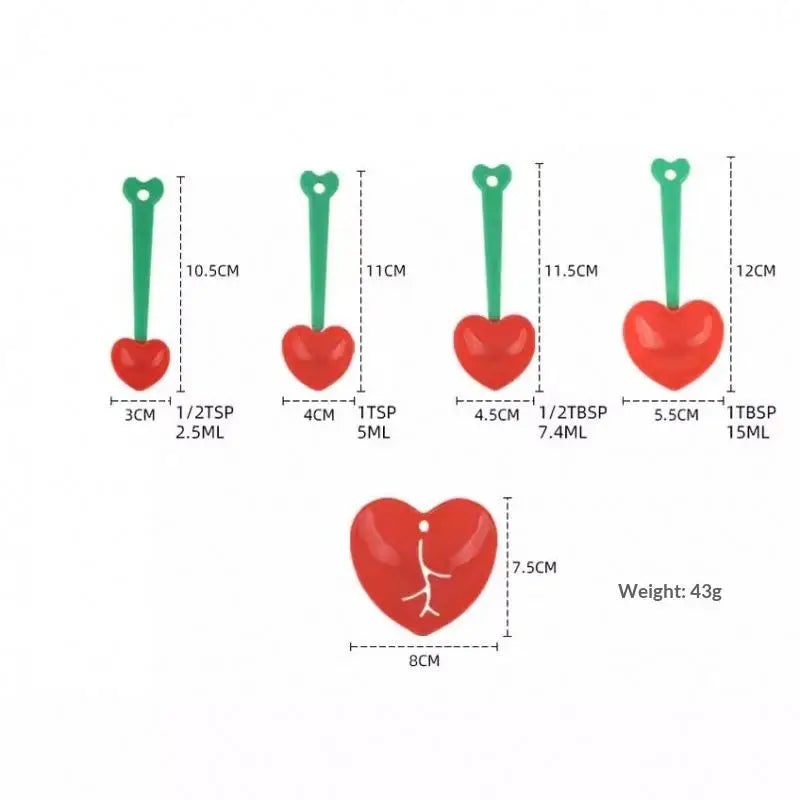 Heart Shaped Measuring Spoon Set – 3 Piece Reusable Baking Kit Measuring Spoon Set Qme