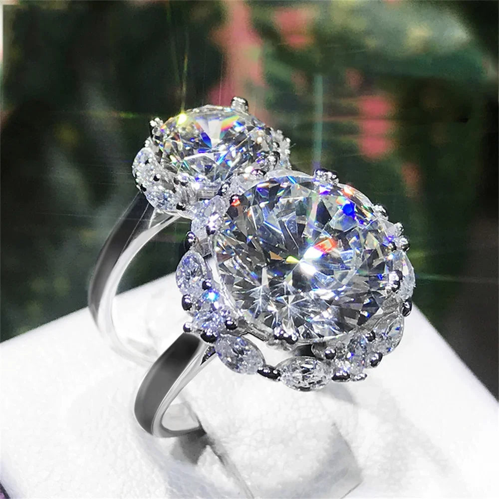 5-Carat Cubic Zirconia Statement Ring | Adjustable Band Fashion Statement Ring Qme
