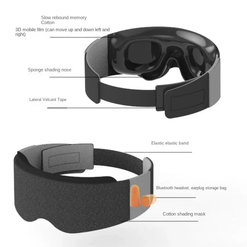 3D Contoured Sleep Eye Mask – Light-Blocking with Storage Bag Sleep Eye Mask Qst