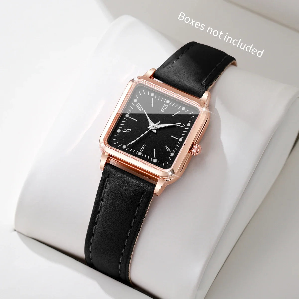 Rose Gold Square Women's Digital Watch – Pink Leather Strap Women's Digital Watch Qme Black Without Box
