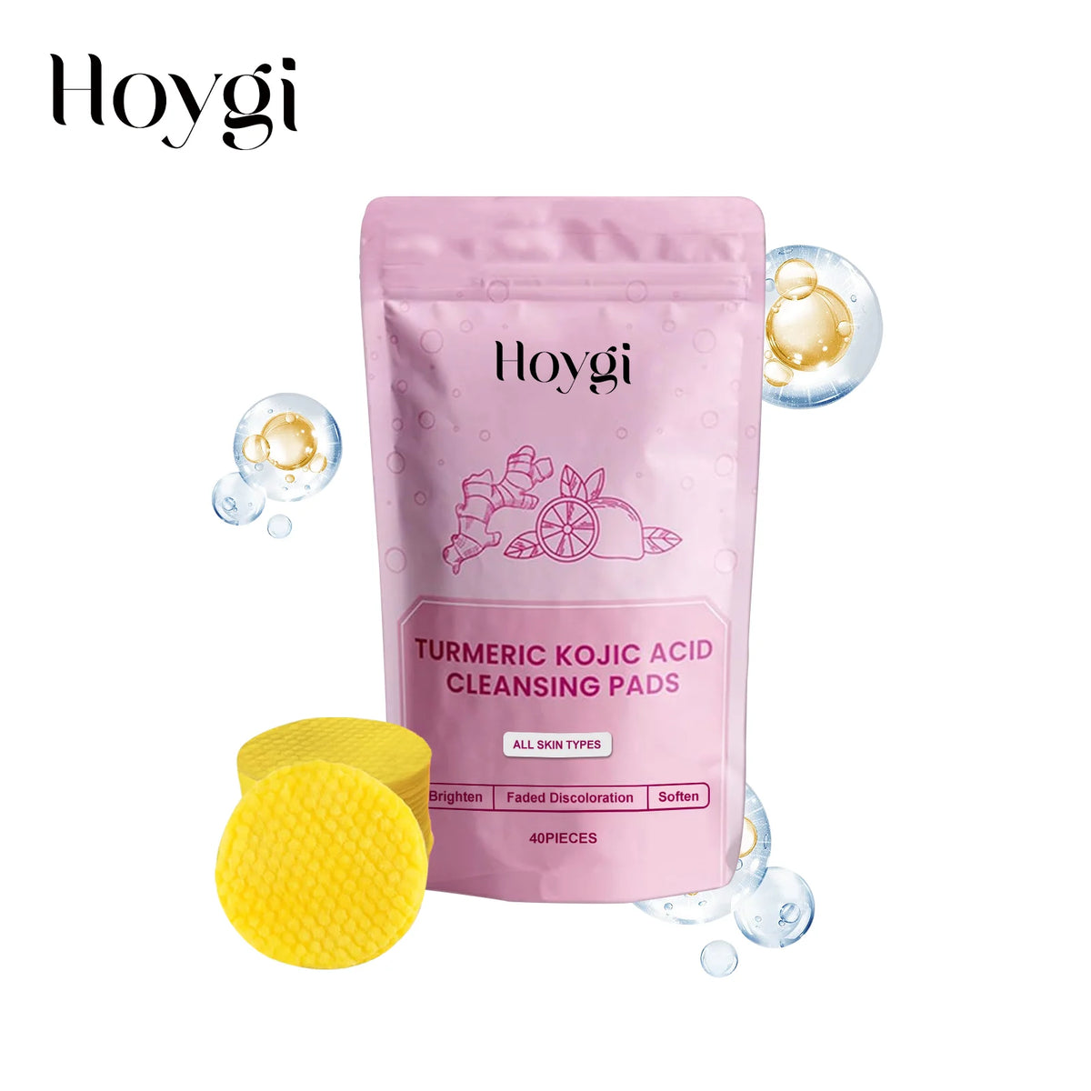 Turmeric Kojic Acid Cleansing Pads – Exfoliating Facial Sponge 40pc Facial Cleansing Pads Qst 40ml