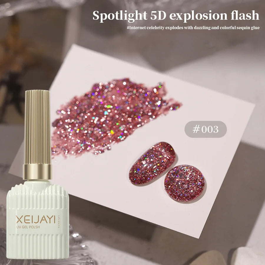 Holographic Glitter Gel Nail Polish – 10 Spring Colors Set Gel Nail Polish Set Qme 03