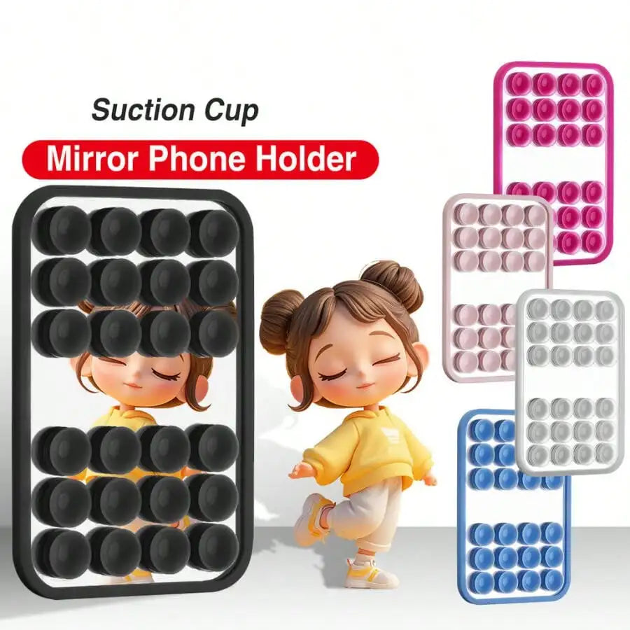 24 Suction Cup Silicone Phone Holder – Mirror Mount Stand Silicone Phone Stand Qme