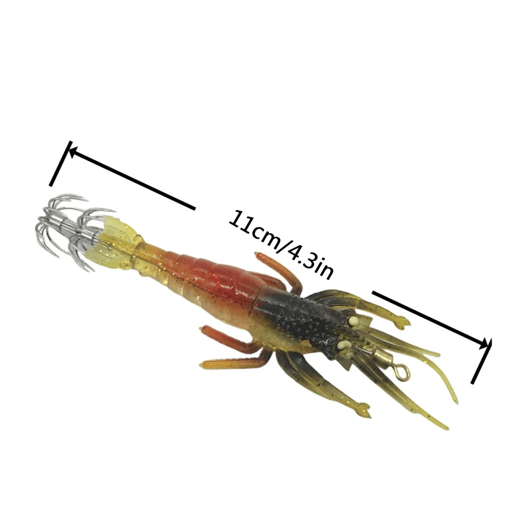 Luminous Squid Jig Hooks 5-Piece Night Fishing Soft Bait Set Fishing Jig Lure Set Qme